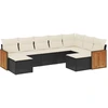 Image de vidaXL Ensemble de salon de jardin 9 pièces avec coussins noir poly rotin