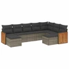 Image de vidaXL Ensemble de salon de jardin 9 pièces avec coussins Gris Poly rotin
