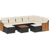 Image de vidaXL Ensemble de 10 canapés de jardin avec coussins noir poly rotin