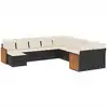 Image de vidaXL Ensemble de salon de jardin 11 pièces avec coussins noir poly rotin
