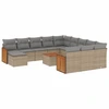 Image de vidaXL Ensemble de 13 canapés de jardin avec coussins Beige Poly Rattan