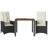 Image de vidaXL Ensemble Bistro 3 pièces avec coussins Noir Poly rotin et acacia