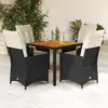 Image de vidaXL Ensemble de jardin 5 pièces avec coussins Noir Poly Rattan