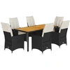 Image de vidaXL Ensemble de jardin 7 pièces avec coussins Noir Poly Rattan
