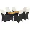 Image de vidaXL Ensemble de jardin 7 pièces avec coussins Noir Poly Rattan