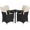 Image de vidaXL Ensemble de jardin 5 pièces avec coussins Noir Poly Rattan