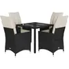 Image de vidaXL Ensemble de jardin 5 pièces avec coussins Noir Poly Rattan