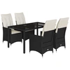 Image de vidaXL Ensemble de jardin 5 pièces avec coussins Noir Poly Rattan