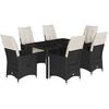 Image de vidaXL Ensemble de jardin 7 pièces avec coussins Noir Poly Rattan