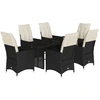 Image de vidaXL Ensemble de jardin 7 pièces avec coussins Noir Poly Rattan