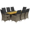 Image de vidaXL Salon de jardin 9 pièces avec coussins Gris Poly Rattan