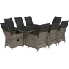 Image de vidaXL Salon de jardin 9 pièces avec coussins Gris Poly Rattan