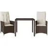 Image de vidaXL Ensemble Bistro 3 pièces avec coussins Marron Poly Rattan