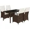 Image de vidaXL Ensemble de jardin 5 pièces avec coussins Marron Poly rotin