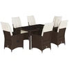 Image de vidaXL Ensemble de jardin 7 pièces avec coussins Marron Poly rotin