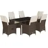 Image de vidaXL Ensemble de jardin 7 pièces avec coussins Marron Poly rotin