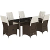 Image de vidaXL Ensemble de jardin 7 pièces avec coussins Marron Poly rotin