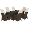 Image de vidaXL Ensemble de jardin 7 pièces avec coussins Marron Poly rotin