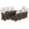 Image de vidaXL Salon de jardin 9 pièces avec coussins Marron Poly rotin
