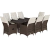 Image de vidaXL Salon de jardin 9 pièces avec coussins Marron Poly rotin