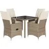 Image de vidaXL Salon de jardin 5 pièces avec coussins Beige Poly Rattan