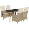 Image de vidaXL Salon de jardin 5 pièces avec coussins Beige Poly Rattan