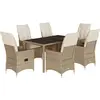 Image de vidaXL Ensemble de jardin 7 pièces avec coussins Beige Poly rotin