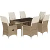 Image de vidaXL Ensemble de jardin 7 pièces avec coussins Beige Poly rotin