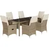 Image de vidaXL Ensemble de jardin 7 pièces avec coussins Beige Poly rotin
