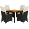 Image de vidaXL Ensemble de jardin 5 pièces avec coussins Noir Poly Rattan