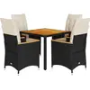 Image de vidaXL Ensemble de jardin 5 pièces avec coussins Noir Poly Rattan