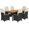 Image de vidaXL Ensemble de jardin 7 pièces avec coussins Noir Poly Rattan
