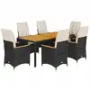 Image de vidaXL Ensemble de jardin 7 pièces avec coussins Noir Poly Rattan
