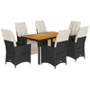 Image de vidaXL Ensemble de jardin 7 pièces avec coussins Noir Poly Rattan