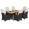 Image de vidaXL Ensemble de jardin 7 pièces avec coussins Noir Poly Rattan