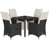 Image de vidaXL Ensemble de jardin 5 pièces avec coussins Noir Poly Rattan