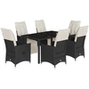 Image de vidaXL Ensemble de jardin 7 pièces avec coussins Noir Poly Rattan