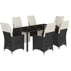 Image de vidaXL Ensemble de jardin 7 pièces avec coussins Noir Poly Rattan