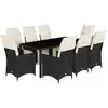 Image de vidaXL Salon de jardin 9 pièces avec coussins noir poly rotin