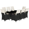 Image de vidaXL Salon de jardin 9 pièces avec coussins noir poly rotin