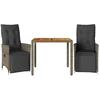 Image de vidaXL Ensemble de jardin bistrot 3 pièces avec coussins Gris Poly rotin