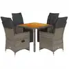 Image de vidaXL Ensemble de jardin bistrot 5 pièces avec coussins Gris Poly rotin