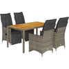 Image de vidaXL Ensemble de jardin bistrot 5 pièces avec coussins Gris Poly rotin