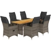 Image de vidaXL Ensemble de jardin bistrot 7 pièces avec coussins Gris Poly rotin