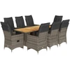 Image de vidaXL Ensemble de jardin bistrot 9 pièces avec coussins Gris Poly rotin