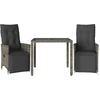 Image de vidaXL Ensemble de jardin bistrot 3 pièces avec coussins Gris Poly rotin