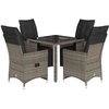 Image de vidaXL Ensemble de jardin bistrot 5 pièces avec coussins Gris Poly rotin