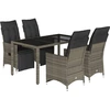Image de vidaXL Ensemble de jardin bistrot 5 pièces avec coussins Gris Poly rotin