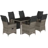 Image de vidaXL Ensemble de jardin bistrot 7 pièces avec coussins Gris Poly rotin