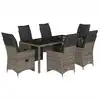 Image de vidaXL Ensemble de jardin bistrot 7 pièces avec coussins Gris Poly rotin
